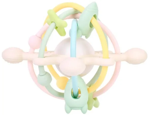 Multi toy silikonelegetøj med raslekugle Pastel